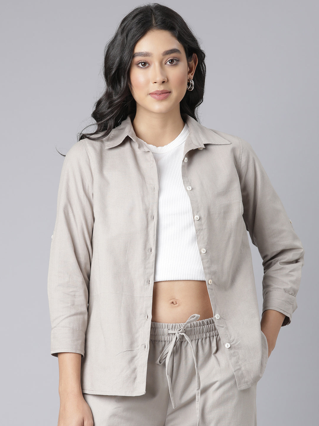 EDIRA Oatmeal Cotton Shirt