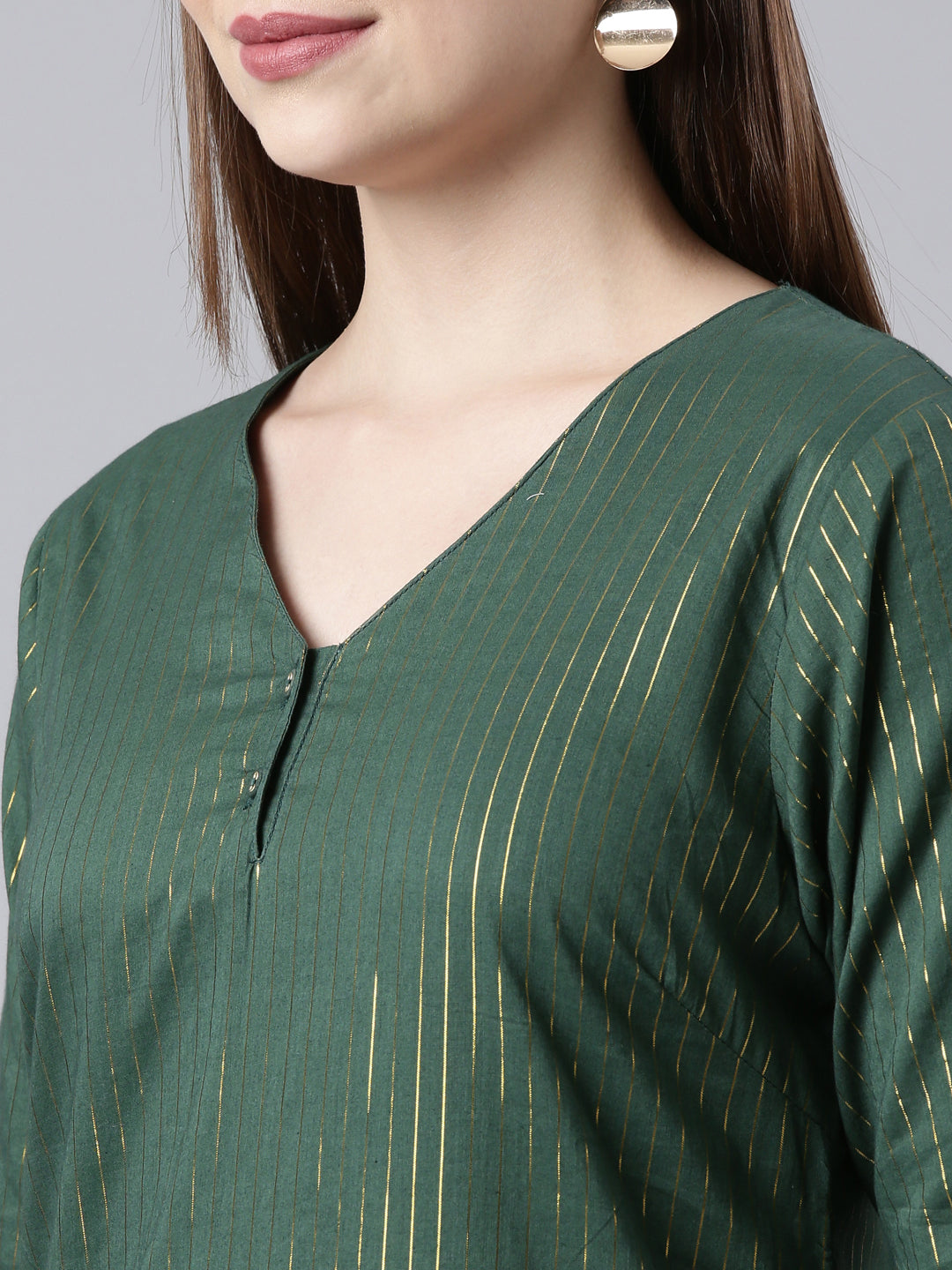 EDIRA Women Green & Gold Kurta and Pant Set