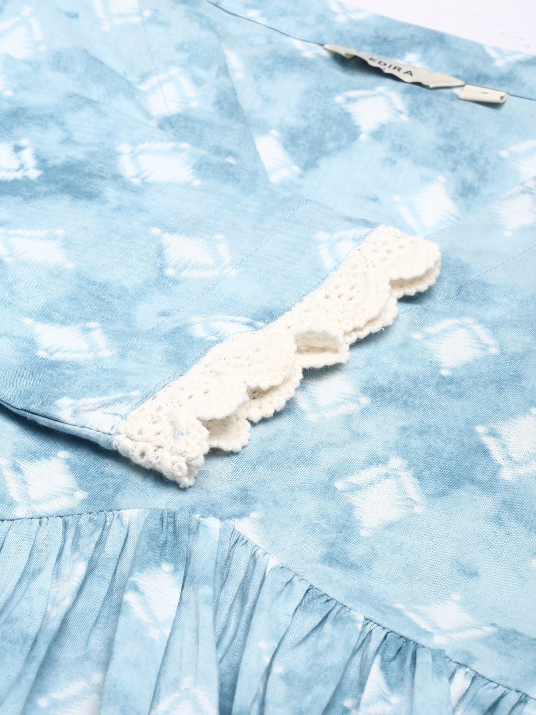 Powder Blue printed Flared Kurta Pant Set with Dupatta