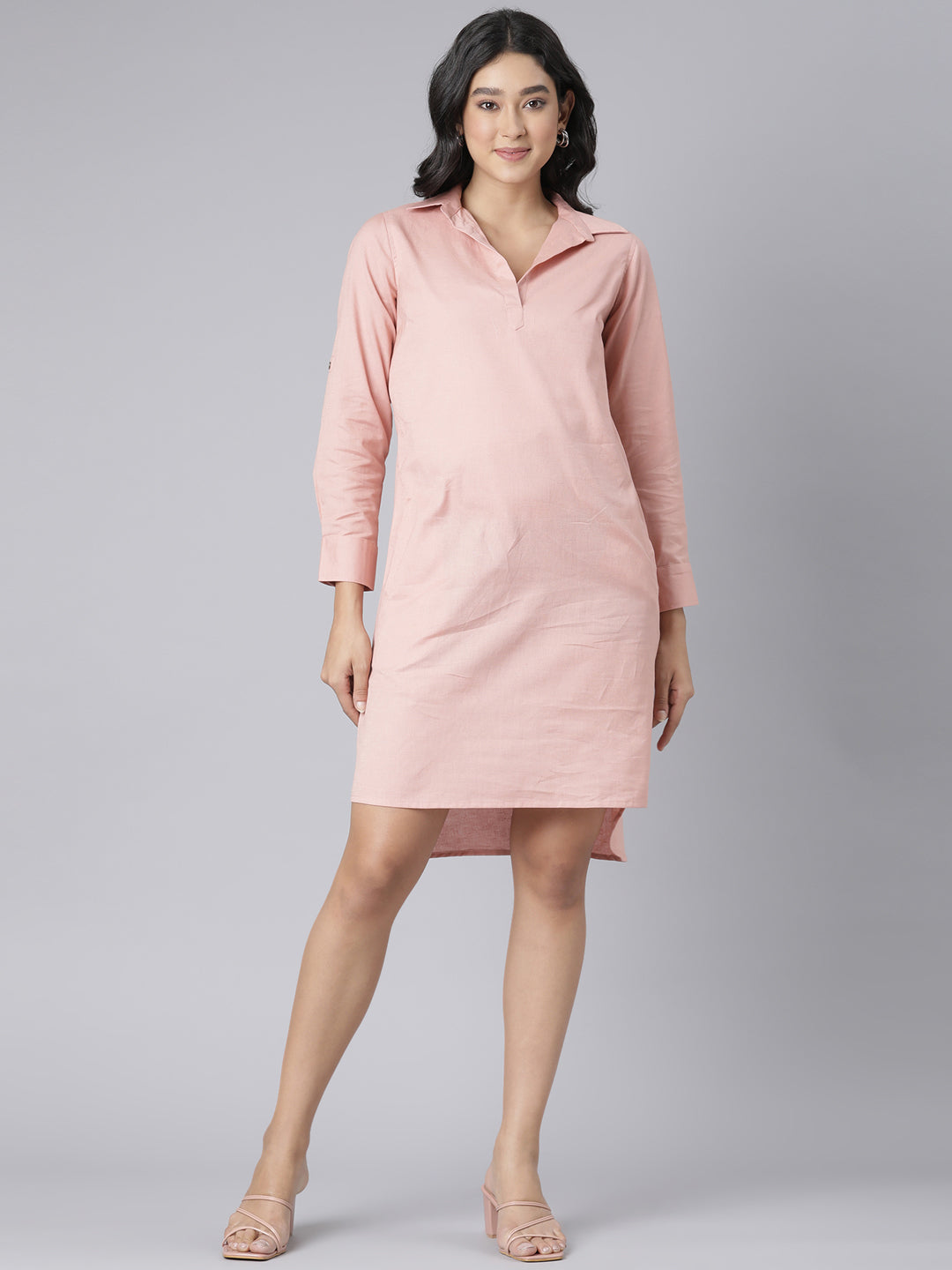 EDIRA Cotton Shirt Dress - Old Rose