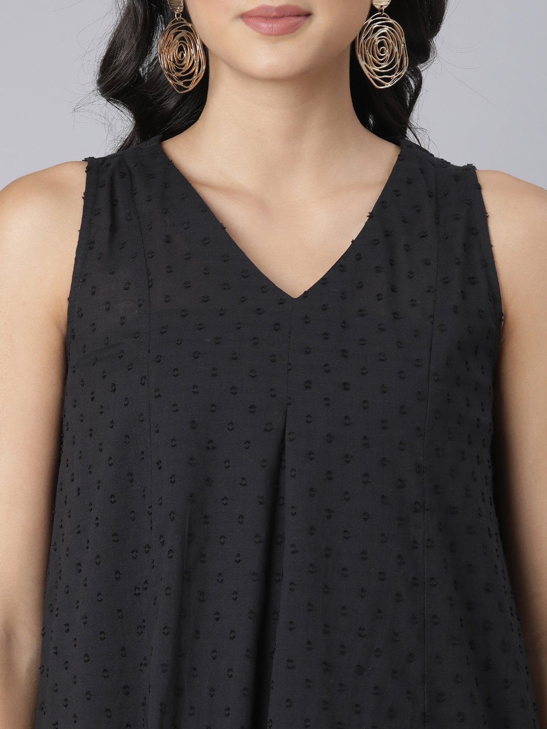 Black Dobby sleeveless Co-ords set