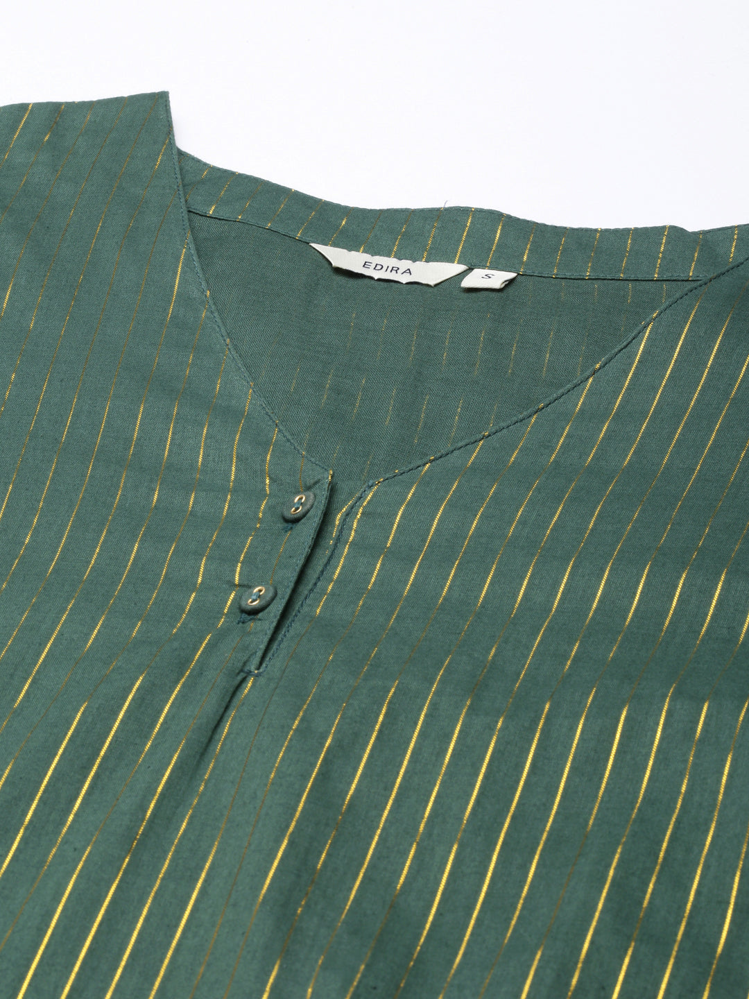 EDIRA Women Green & Gold Kurta and Pant Set