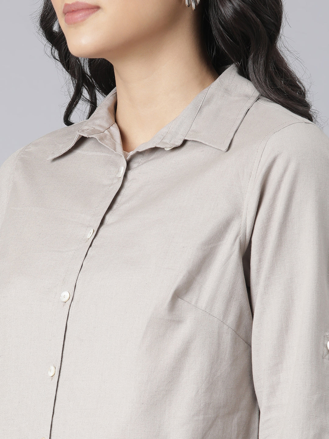 EDIRA Oatmeal Cotton Shirt