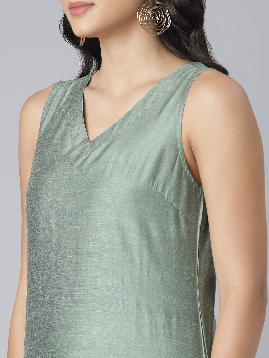 EDIRA Green glimmer Rayon Silk Textured Co-Ord set
