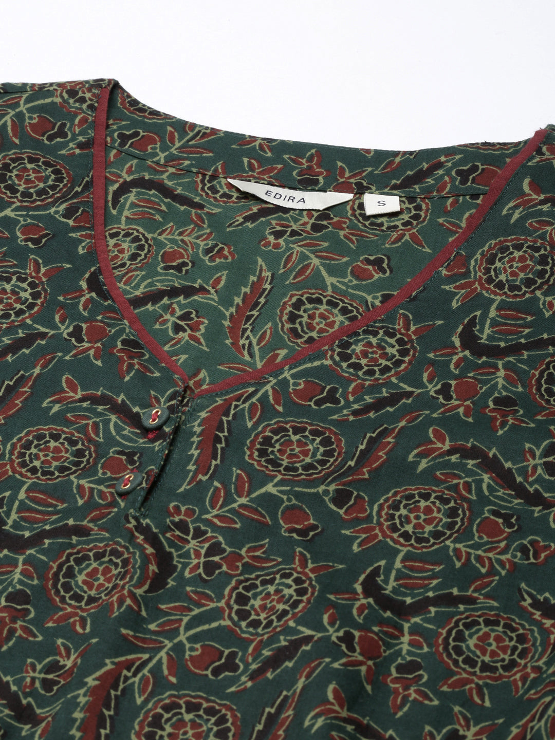 EDIRA Women Green Printed Kurta and Pant Set