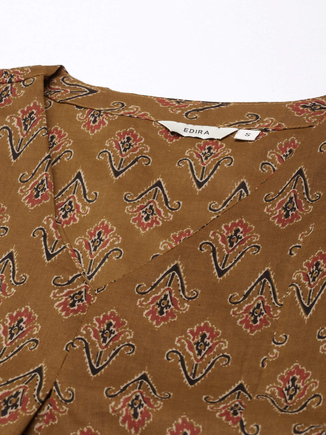 Mustard color Printed Cotton Flared Kurta & Pant Set