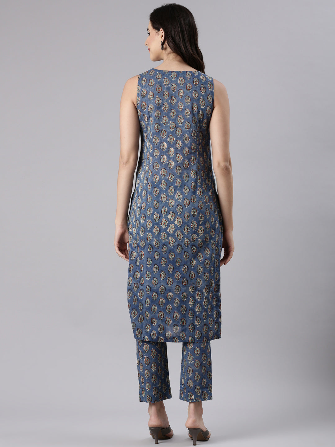 Turf Teal Block printed kurta set