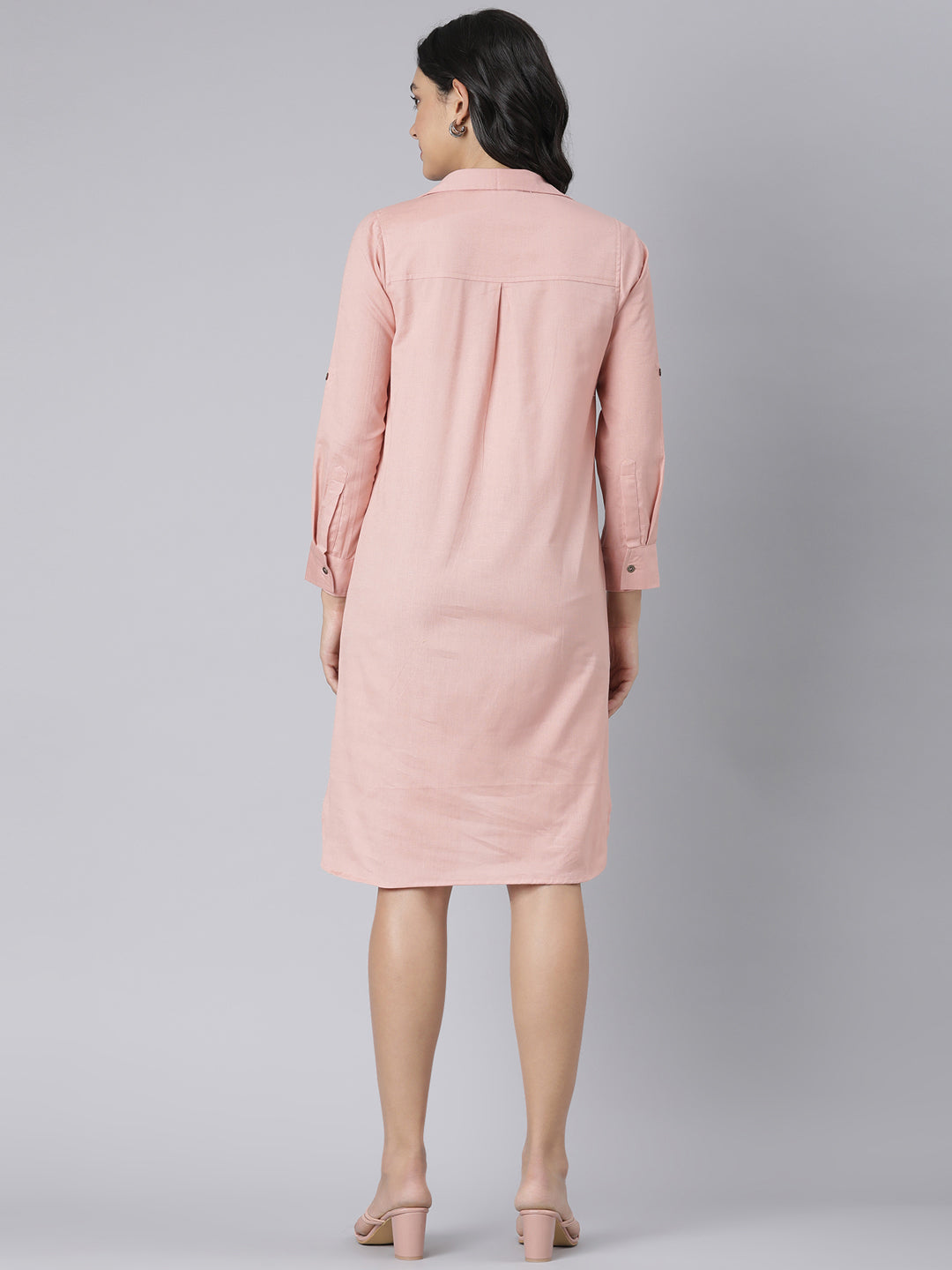 EDIRA Cotton Shirt Dress - Old Rose