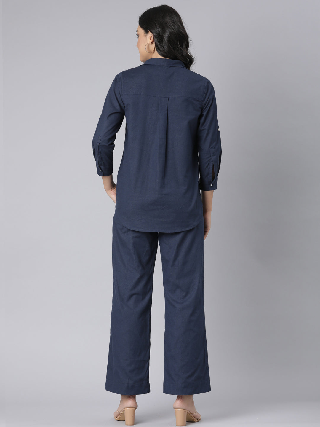 EDIRA Cotton Navy Trousers