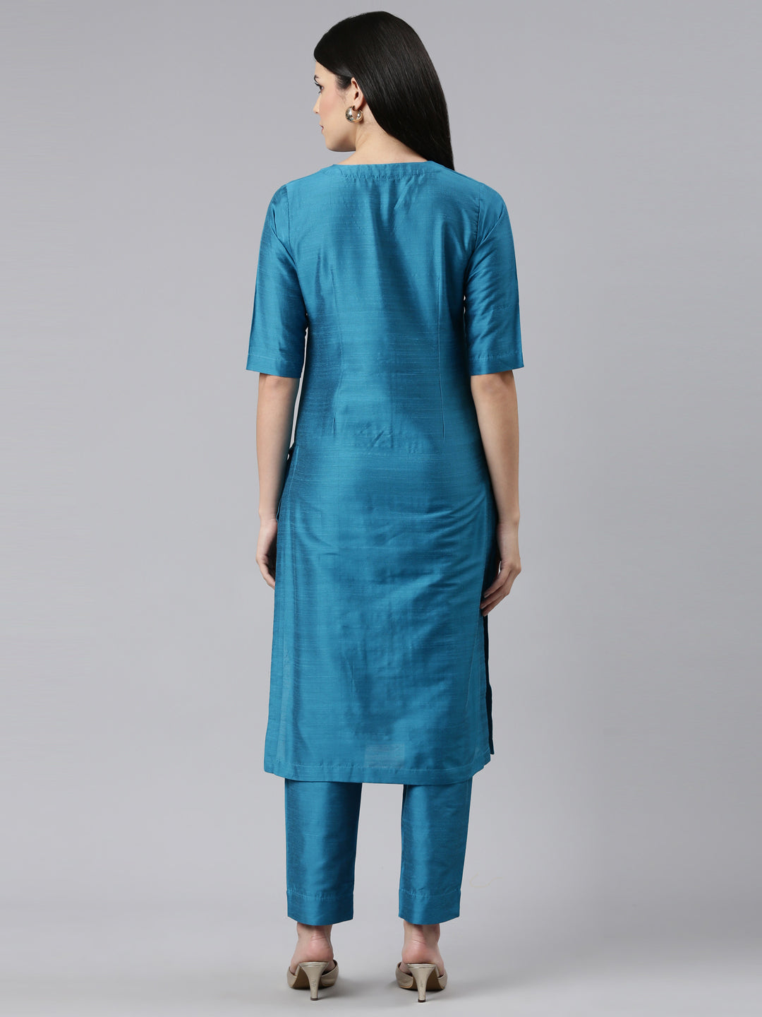 EDIRA Women Rayon Silk Kurta and Pant Set
