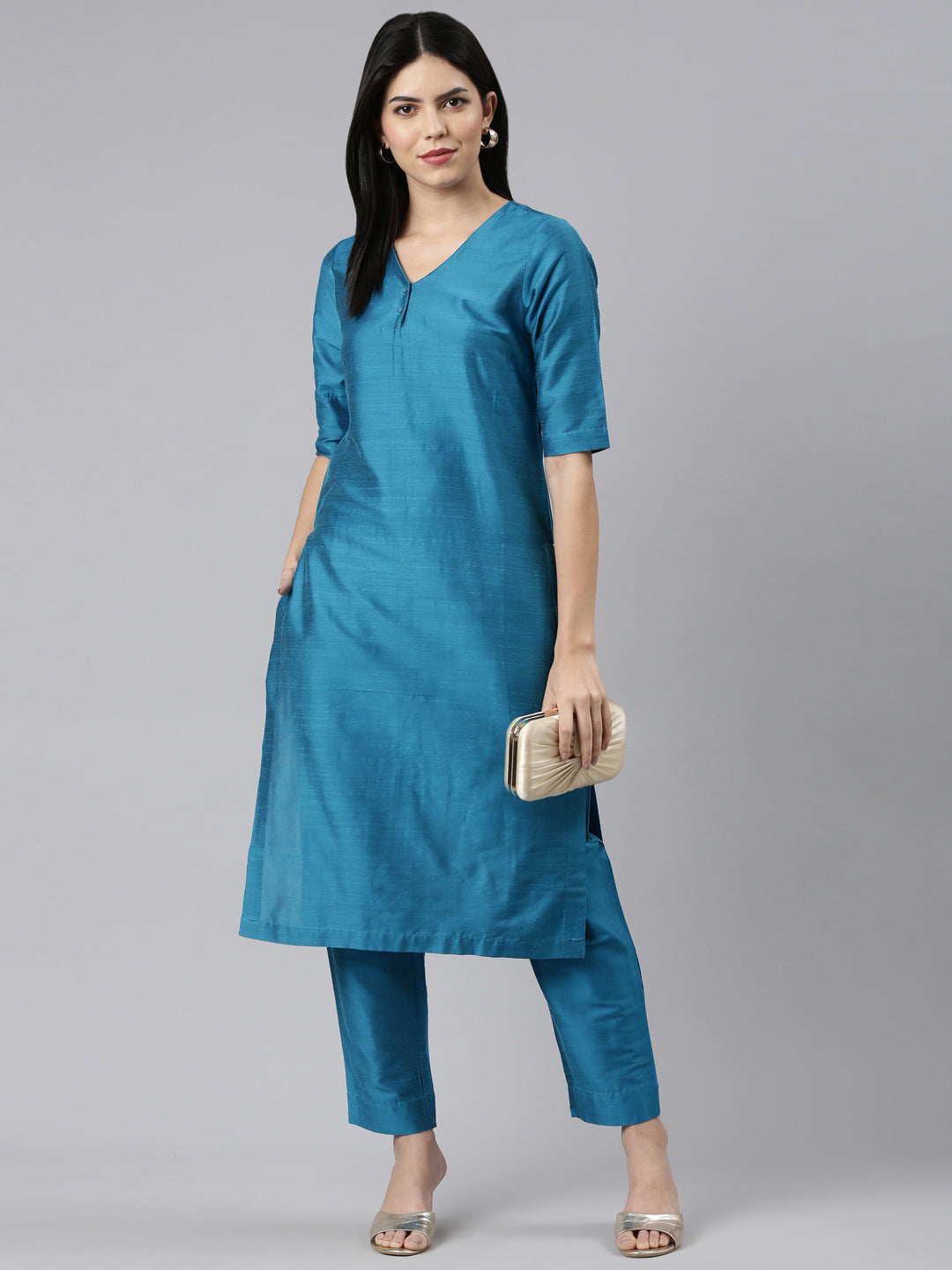EDIRA Women Rayon Silk Kurta and Pant Set