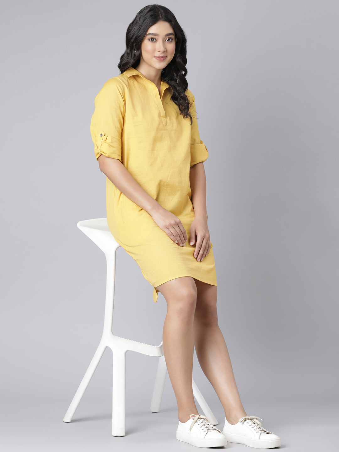 EDIRA Cotton Shirt Dress -Mimosa