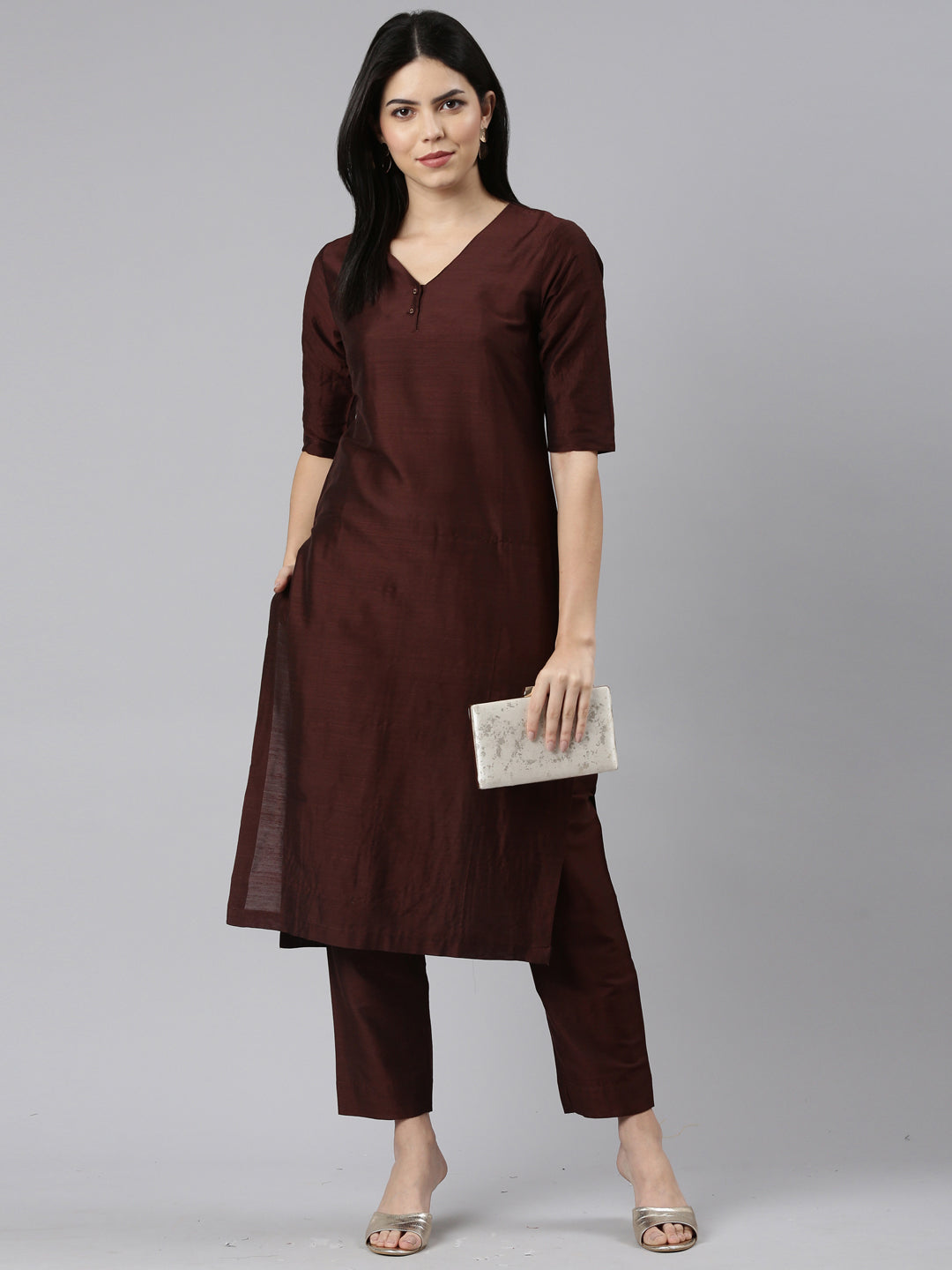 EDIRA Women Rayon Silk Kurta and Pant Set