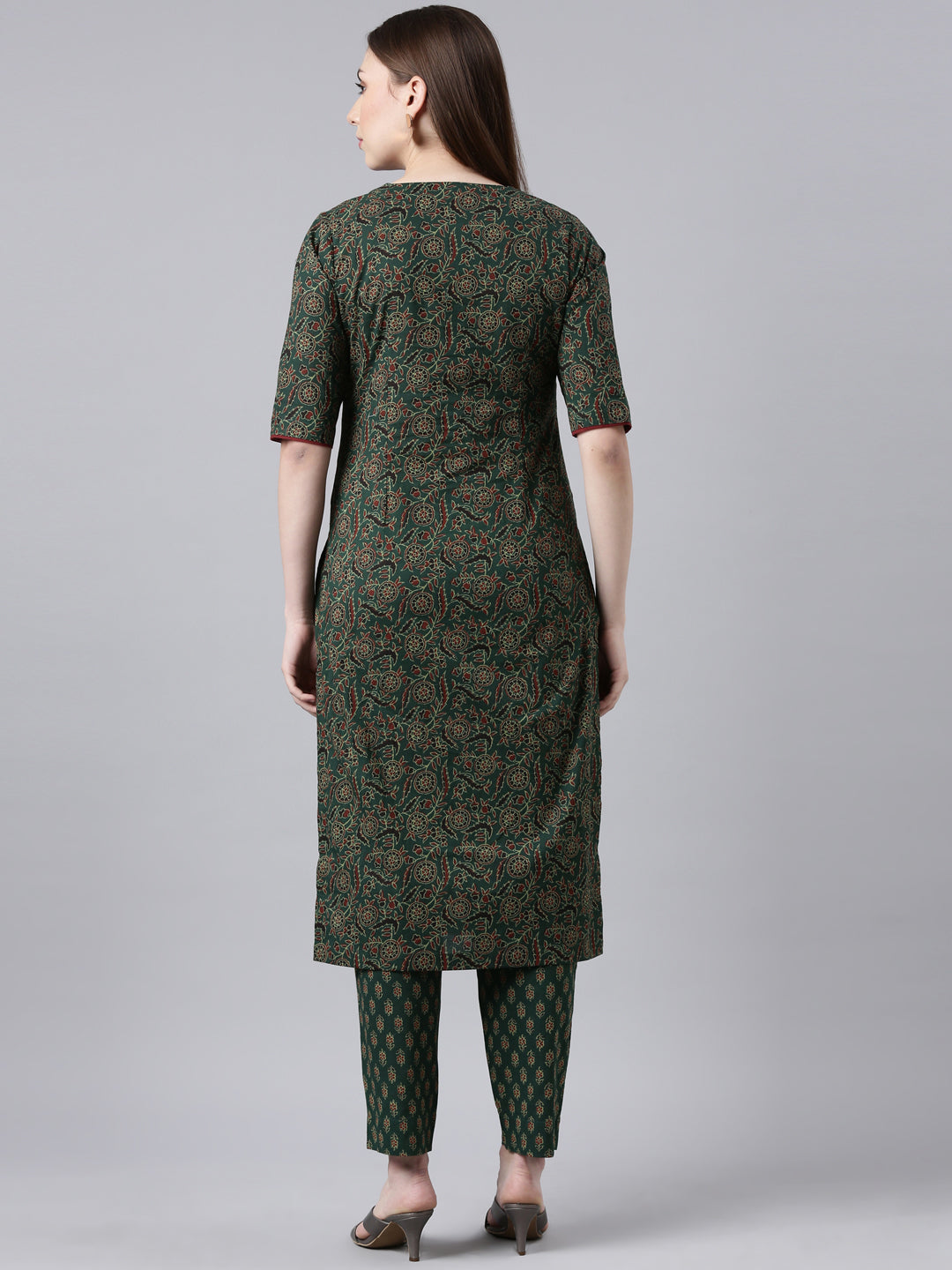 EDIRA Women Green Printed Kurta and Pant Set