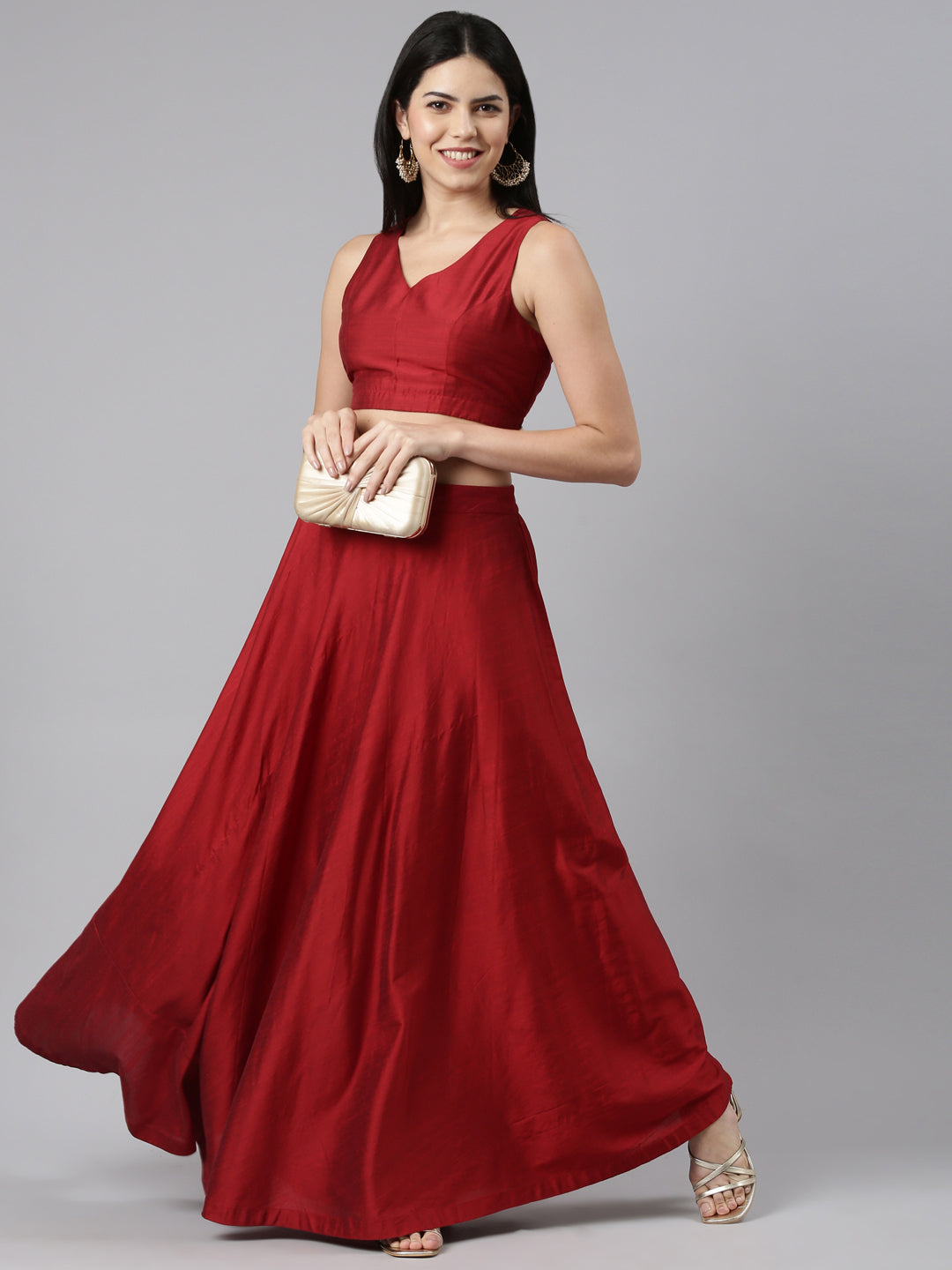 EDIRA Space cherry Skirt & Crop Top set