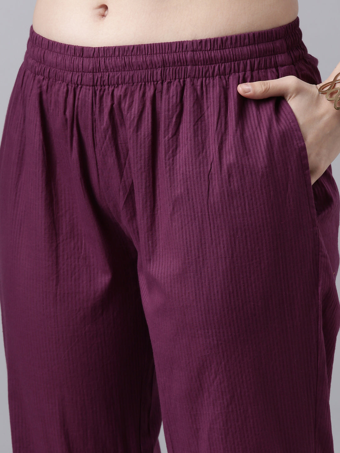 Textured Cotton Flared Kurta Pant Set