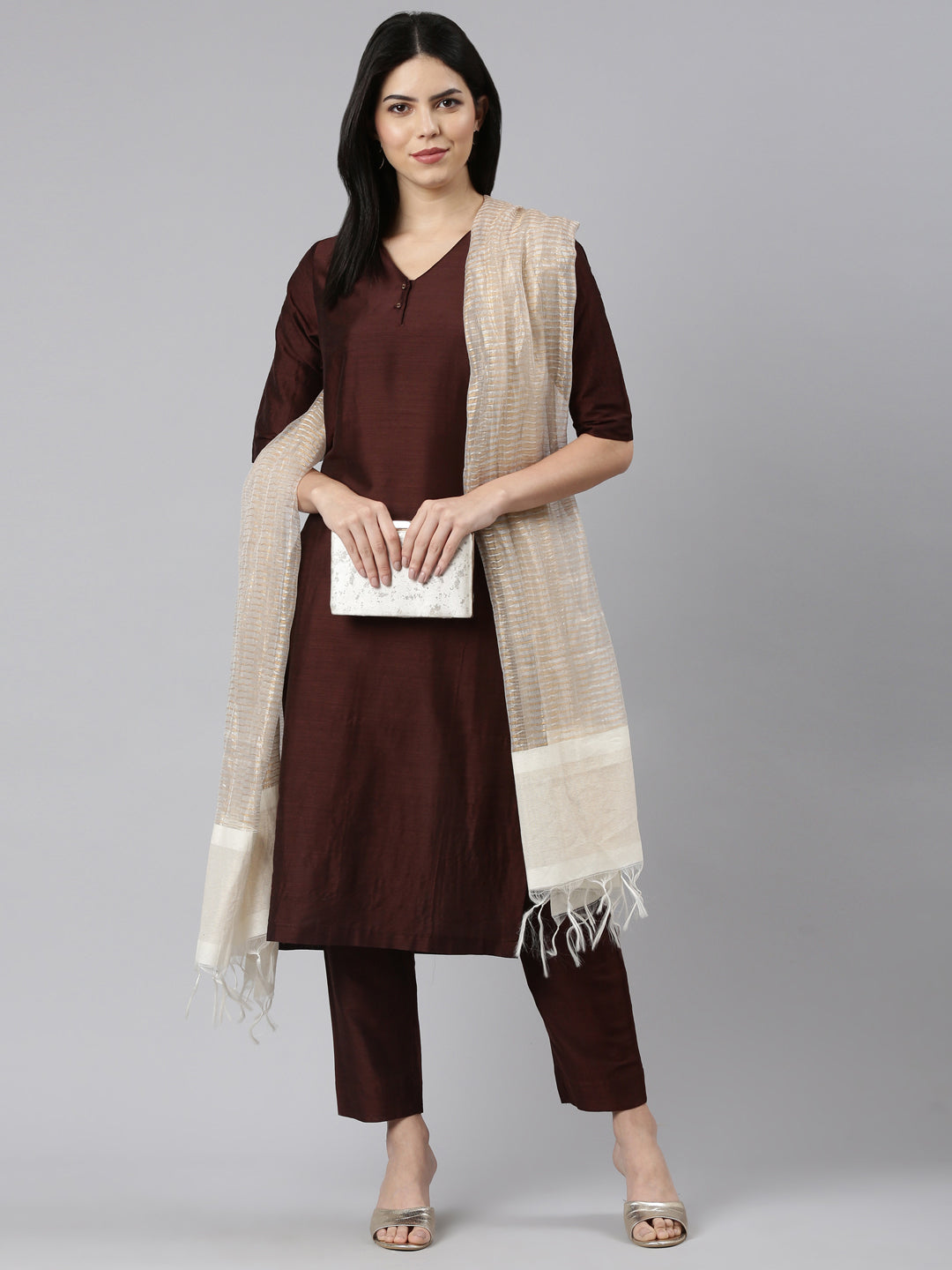 EDIRA Women Rayon Silk Kurta and Pant Set