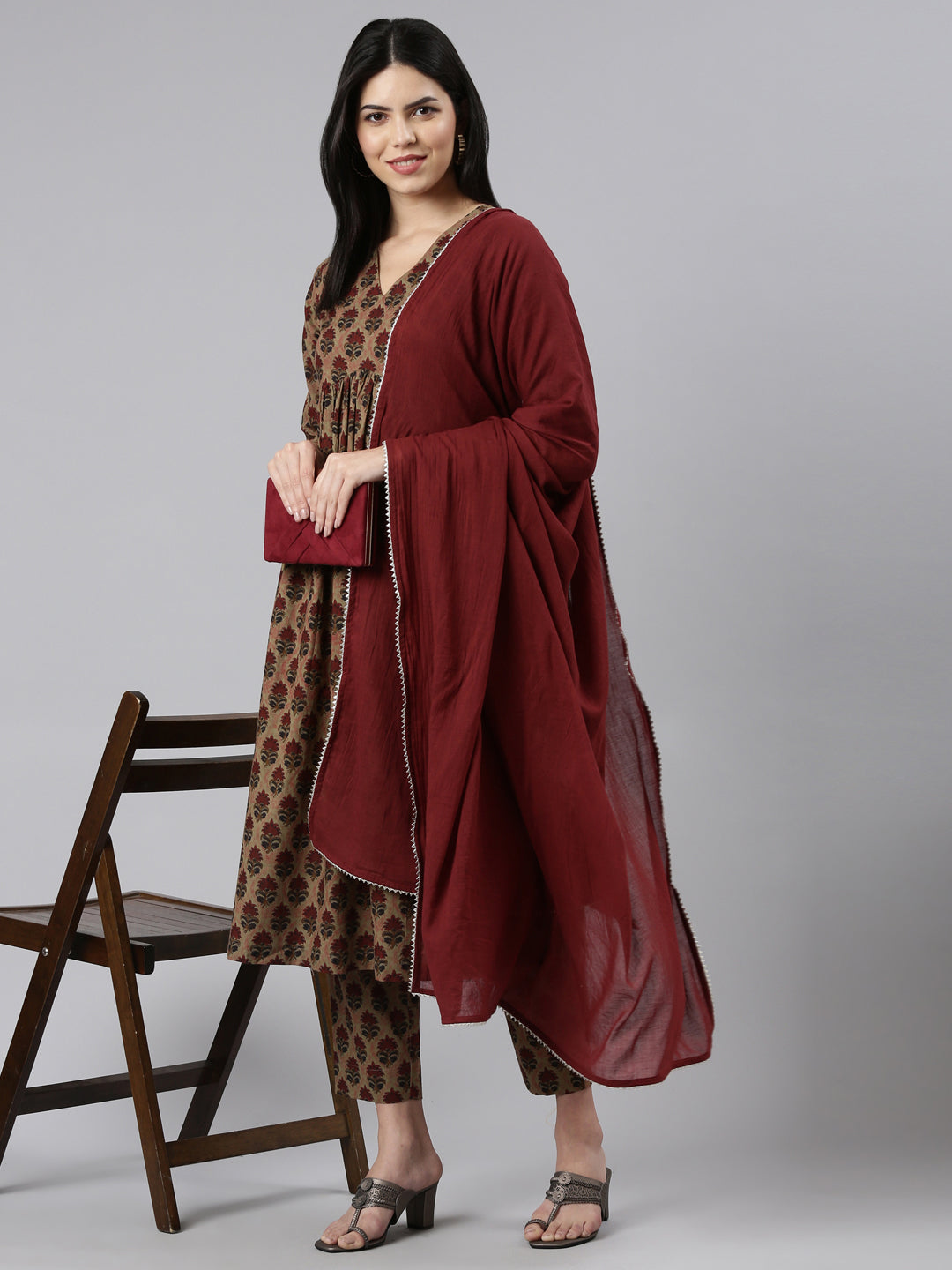 Flared Kurta Pant Set with Dupatta