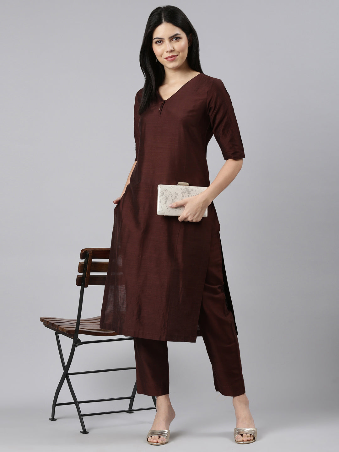 EDIRA Women Rayon Silk Kurta and Pant Set