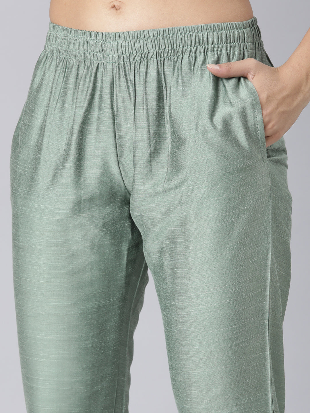 EDIRA Green glimmer Rayon Silk Textured Co-Ord set