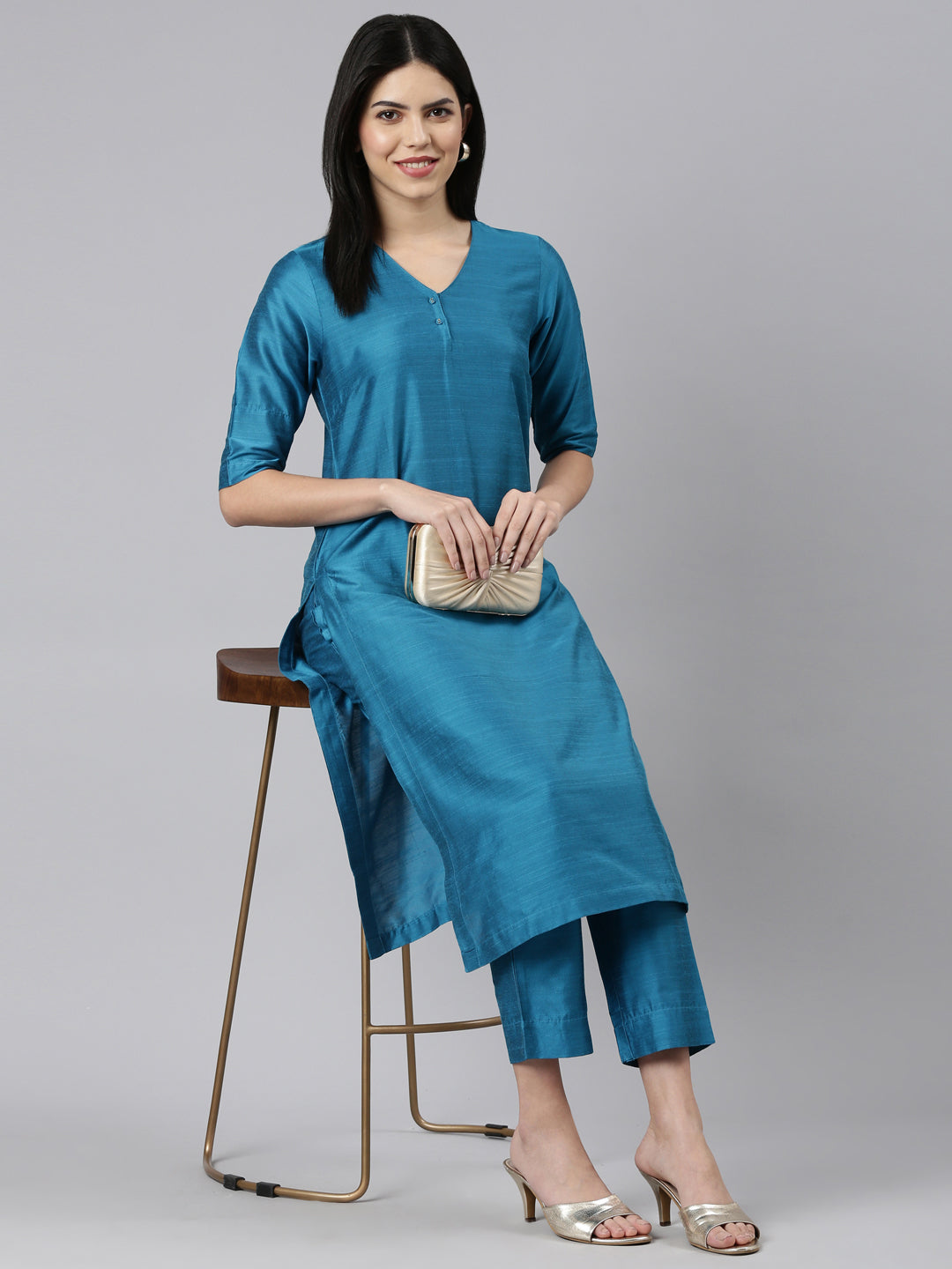 EDIRA Women Rayon Silk Kurta and Pant Set