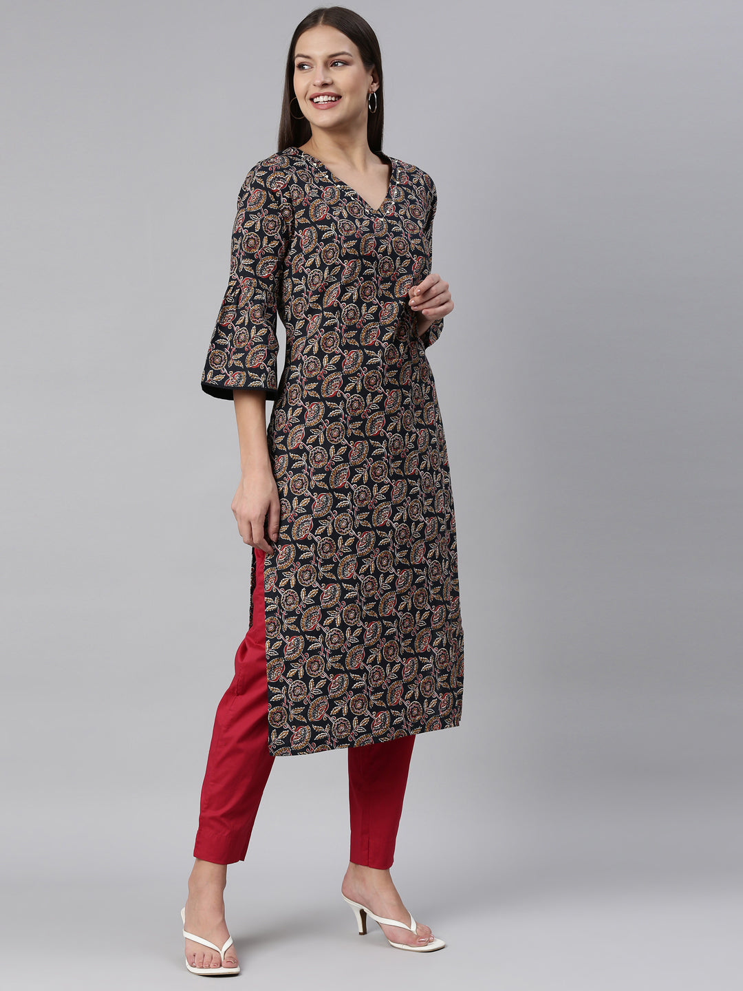 Women's Printed Bell sleeves Kurta