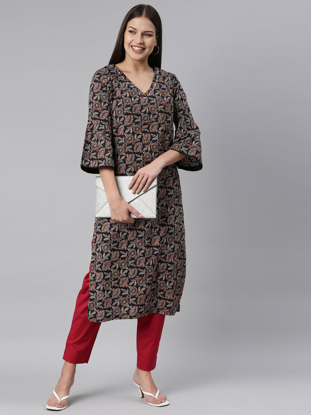Women's Printed Bell sleeves Kurta