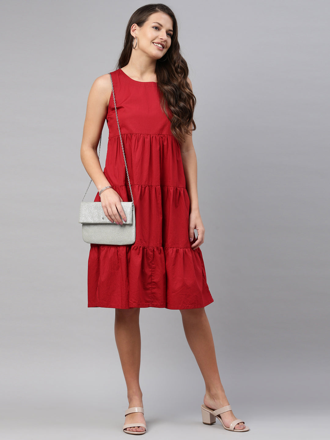 Womens Sleeveless Tiered Dress