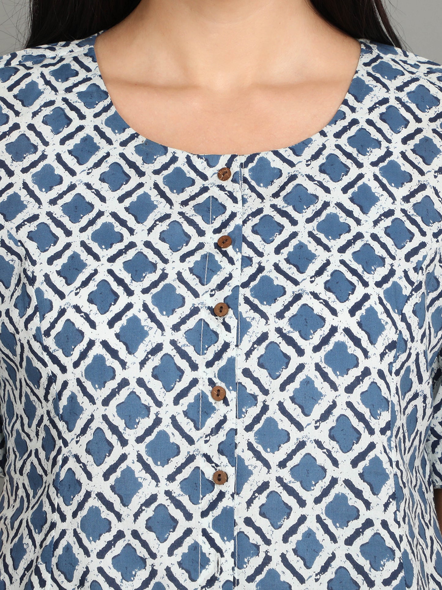 Womens Indigo Front Open Kurta