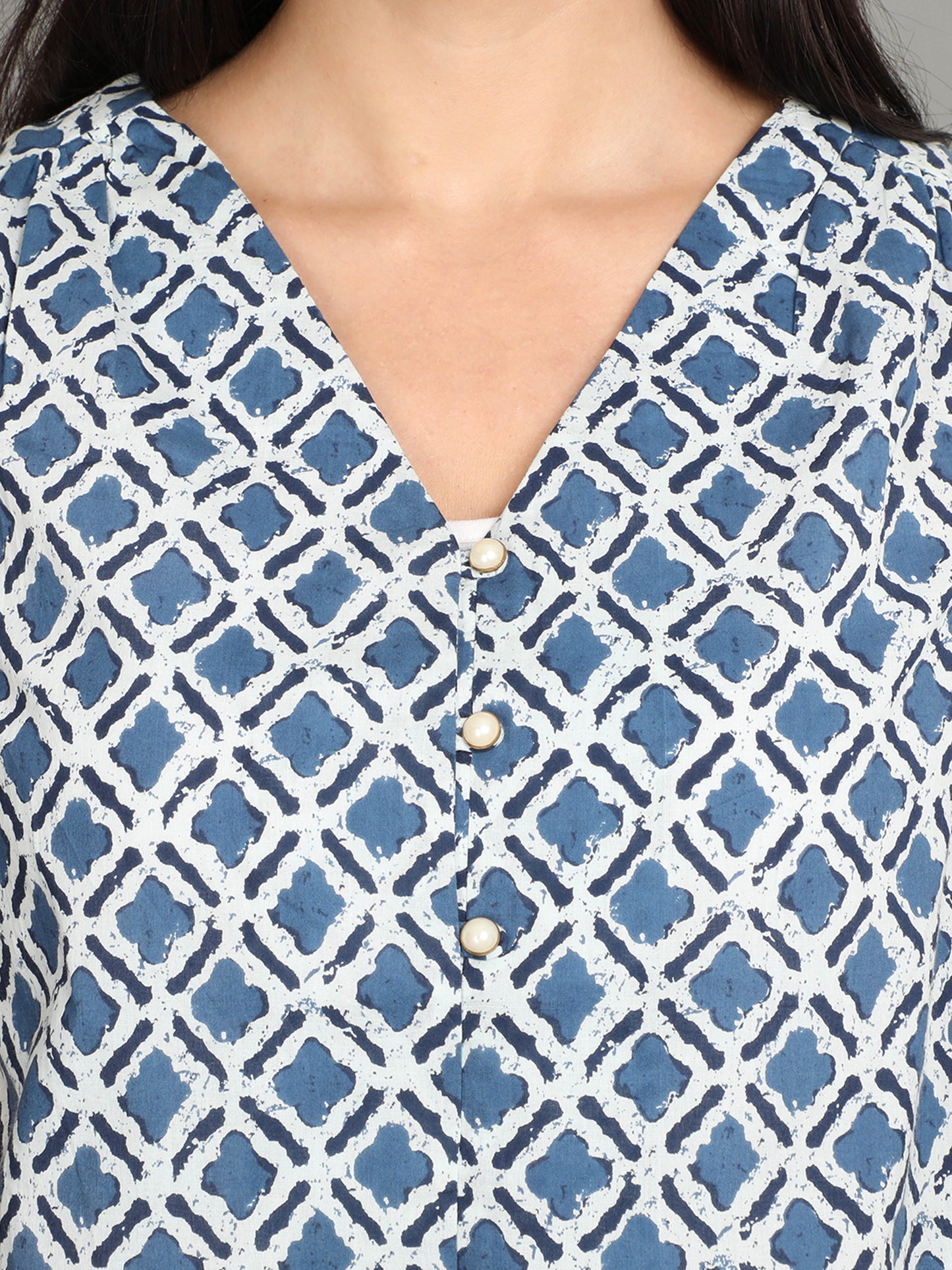 Indigo Printed Sleeveless Top