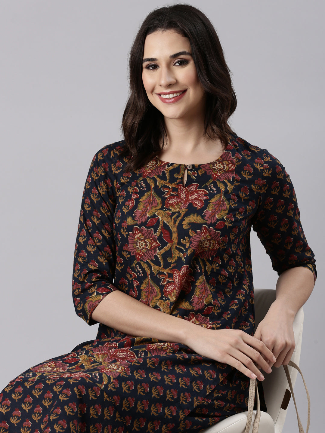 Midnight blue Floral Printed Kurta set