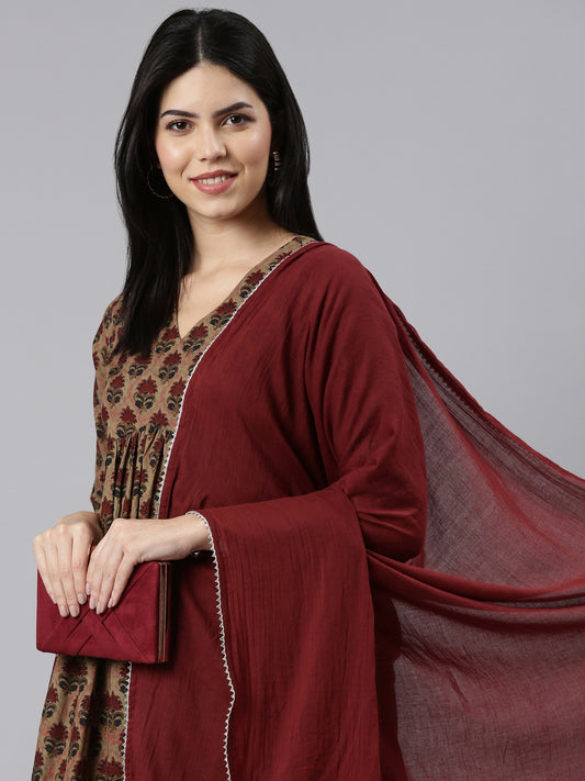 Flared Kurta Pant Set with Dupatta