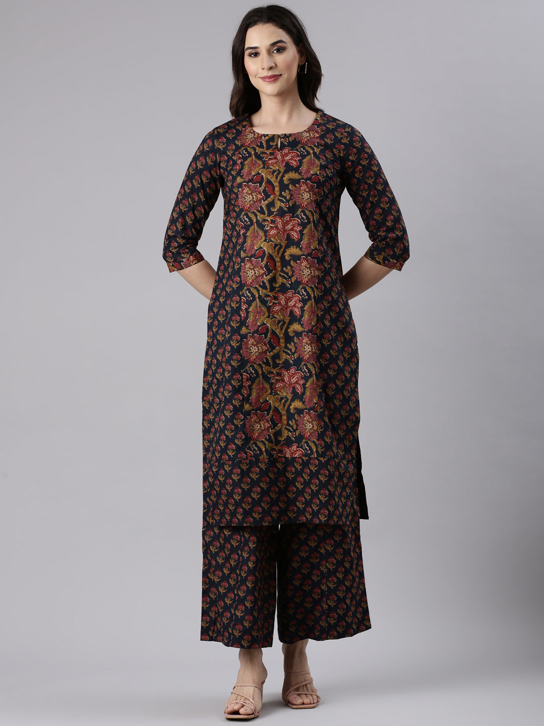 Midnight blue Floral Printed Kurta set