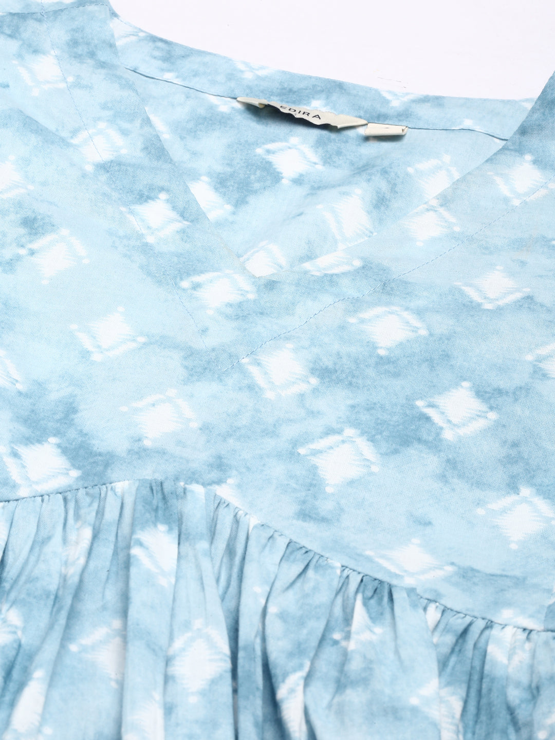 Powder Blue printed Flared Kurta Pant Set with Dupatta