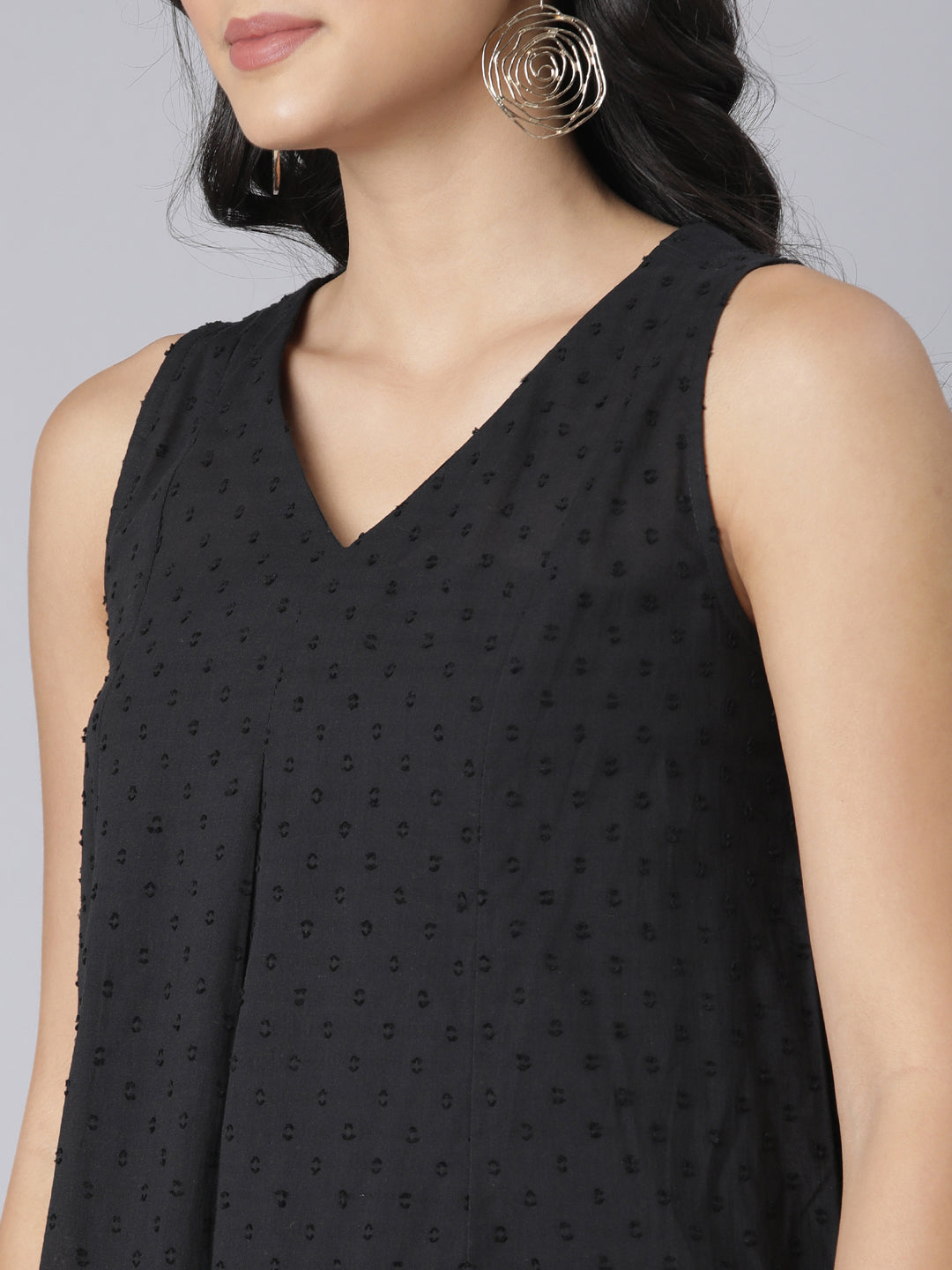Black Dobby sleeveless Co-ords set