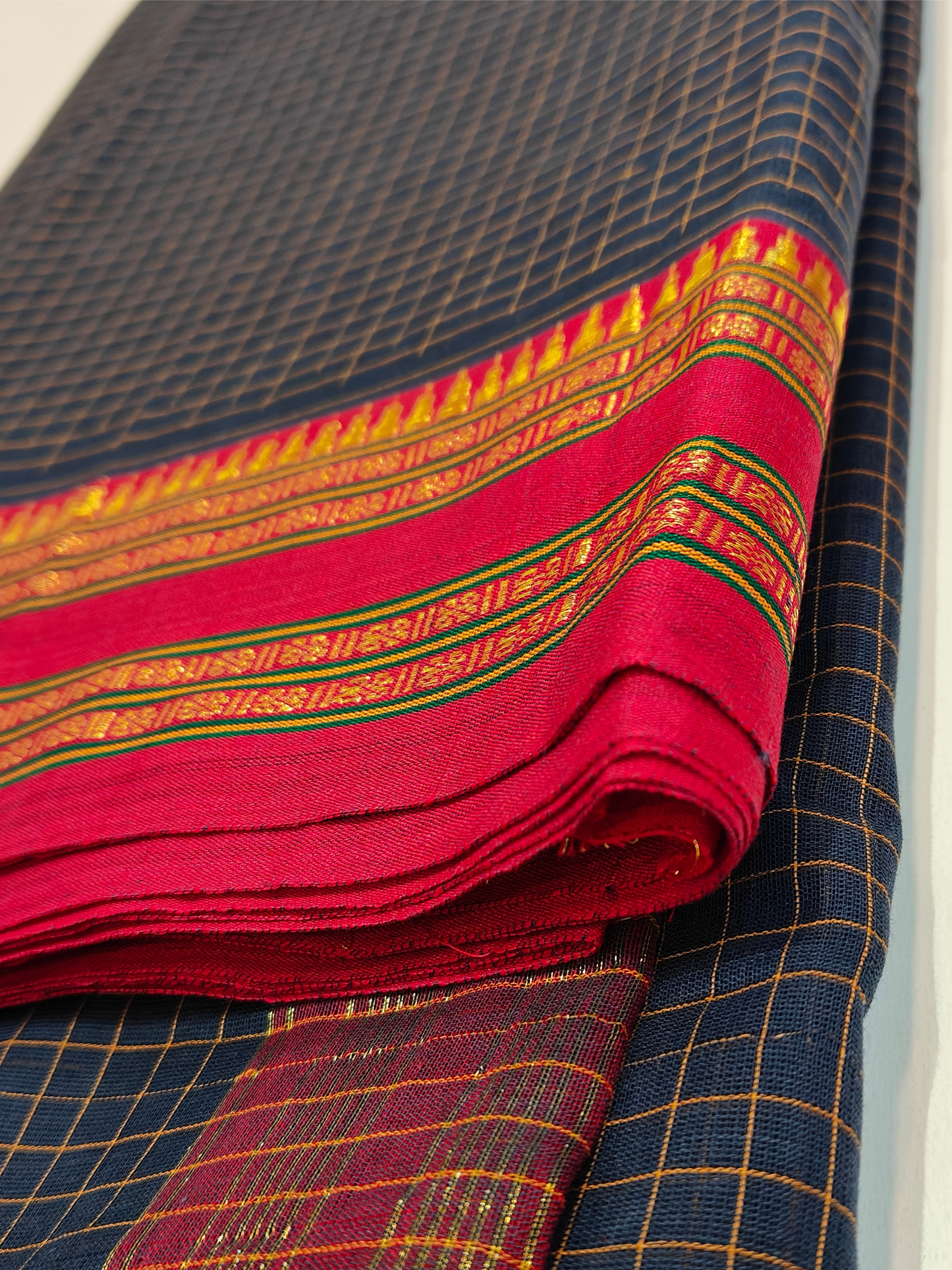 Aarna | Handwoven Cotton Saree | Midnight Navy