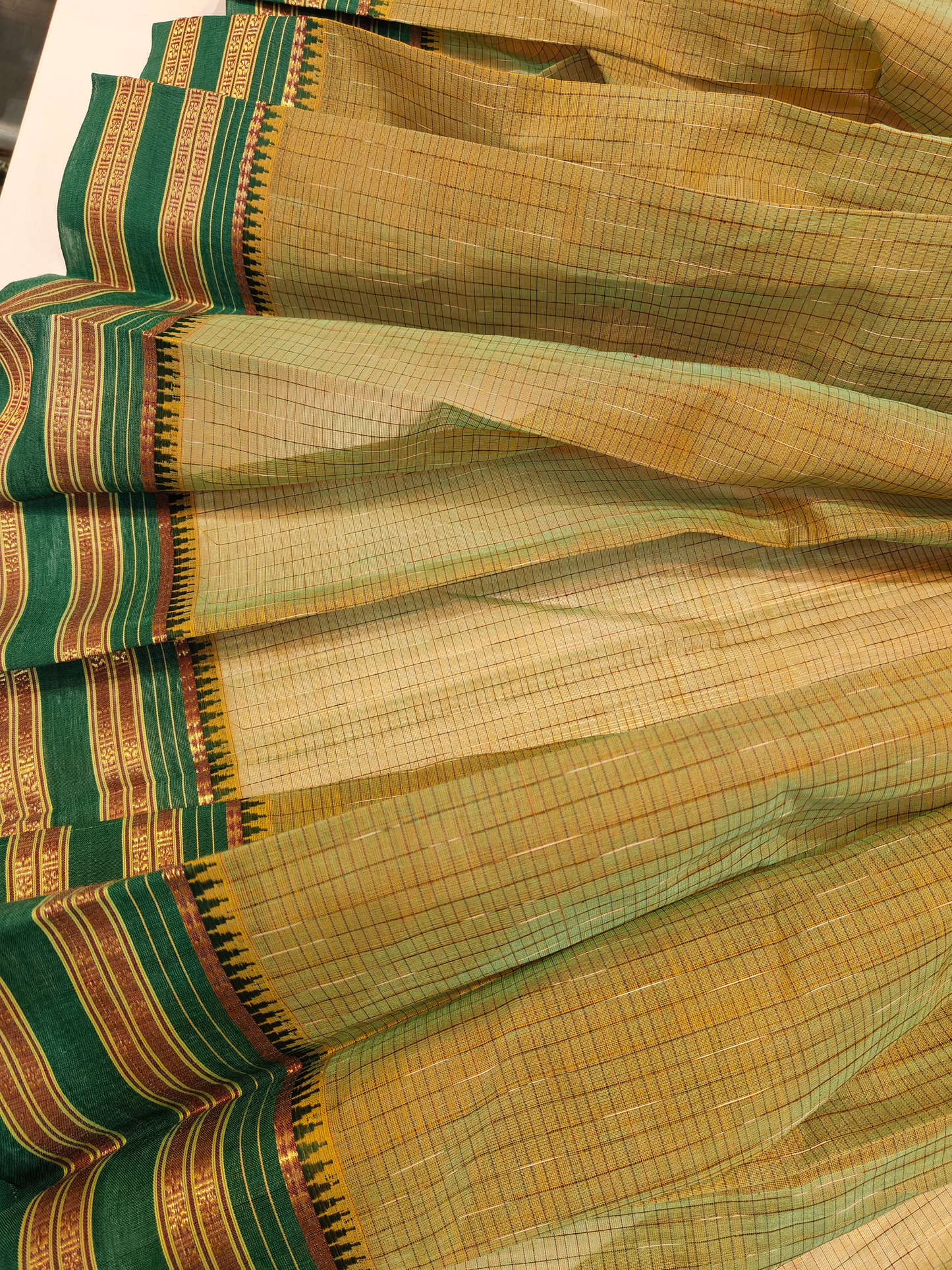 Vanya | Handwoven Cotton Saree | Moss Green