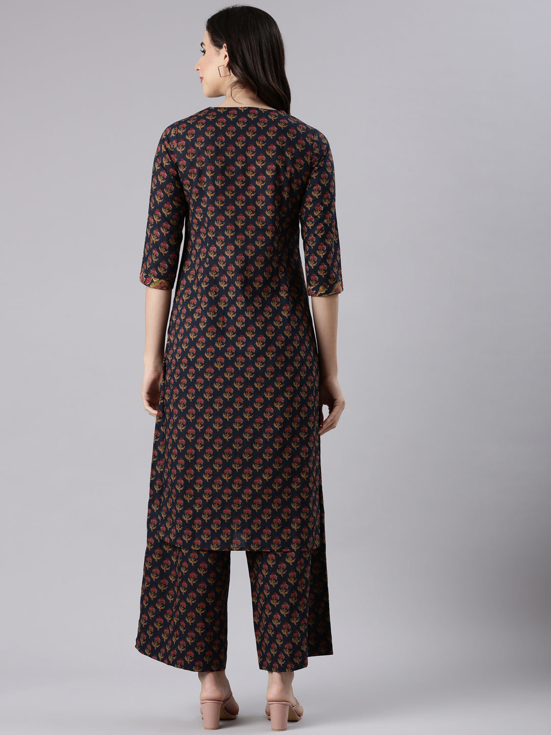 Midnight blue Floral Printed Kurta set