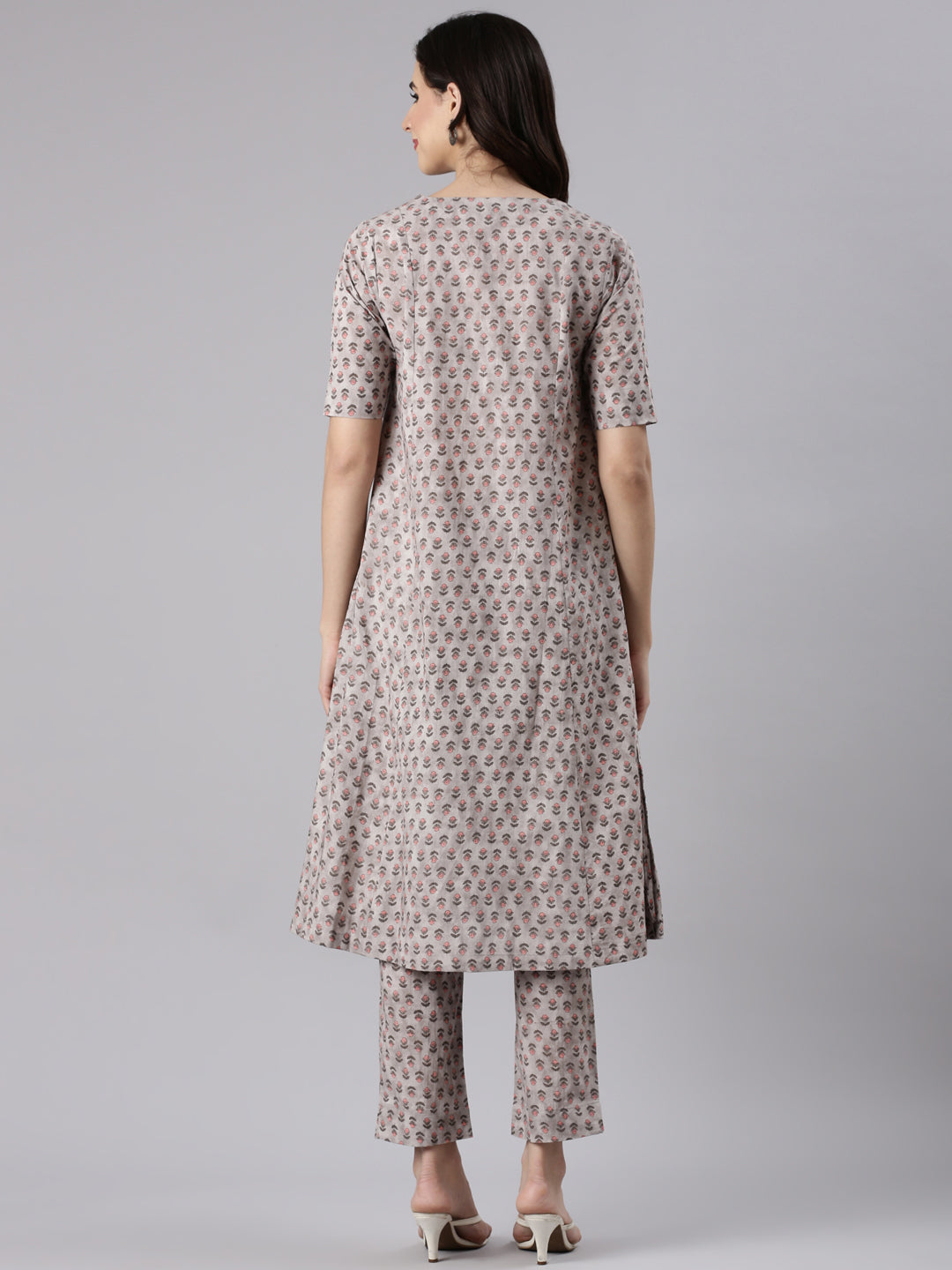 Oatmeal Cotton  Printed Kurta set