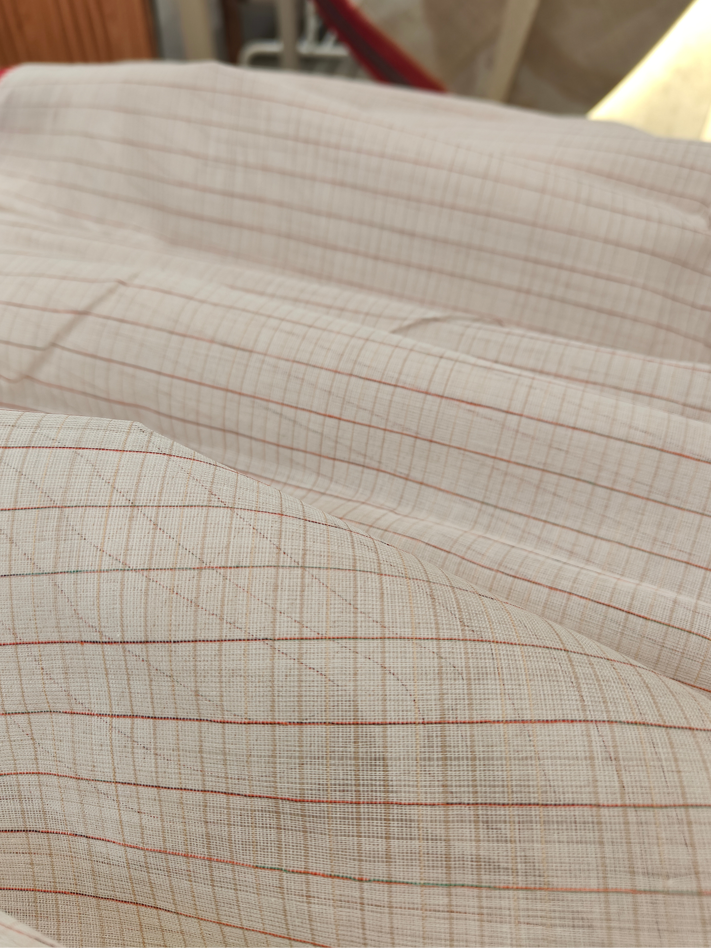Avira | Handwoven Cotton Saree | Ivory & Crimson