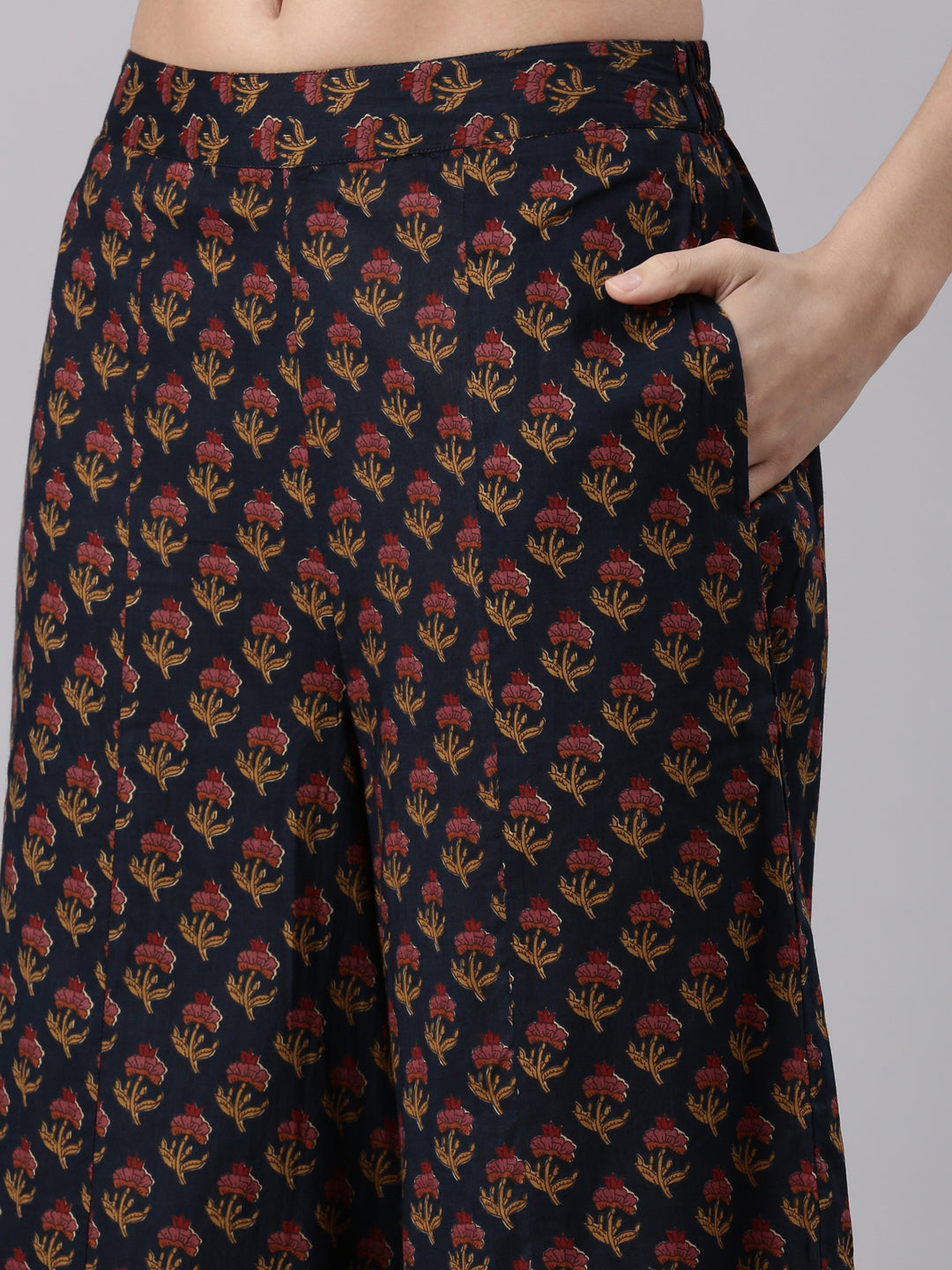 Midnight blue Floral Printed Kurta set