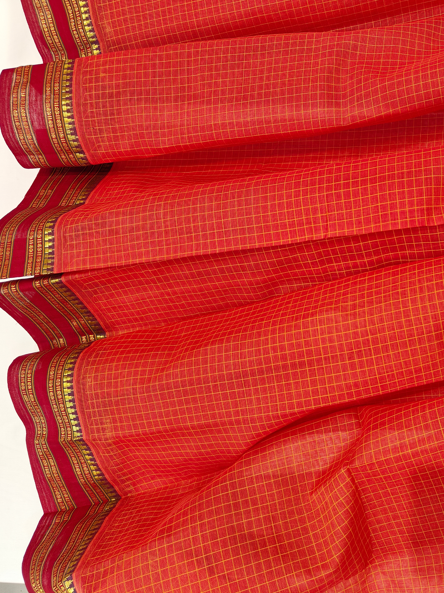 Anvi | Handwoven Cotton Saree | Vermilion Red